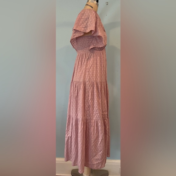 NWOT Madewell Tie-Back Flutter-Sleeve Tiered Midi Dress - Lavender- 6 - Picture 4 of 14